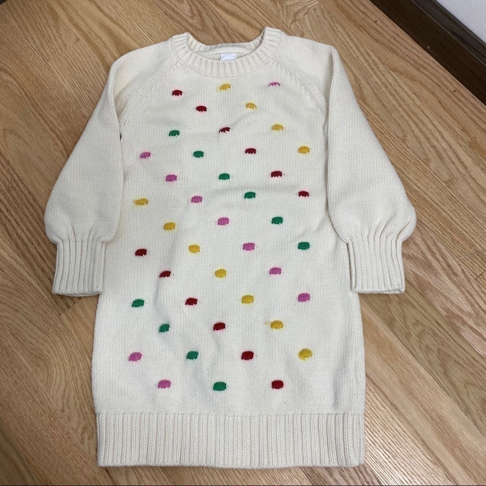 Gap Sweater Dress Sz 4 Off White W/ Colorful Dots